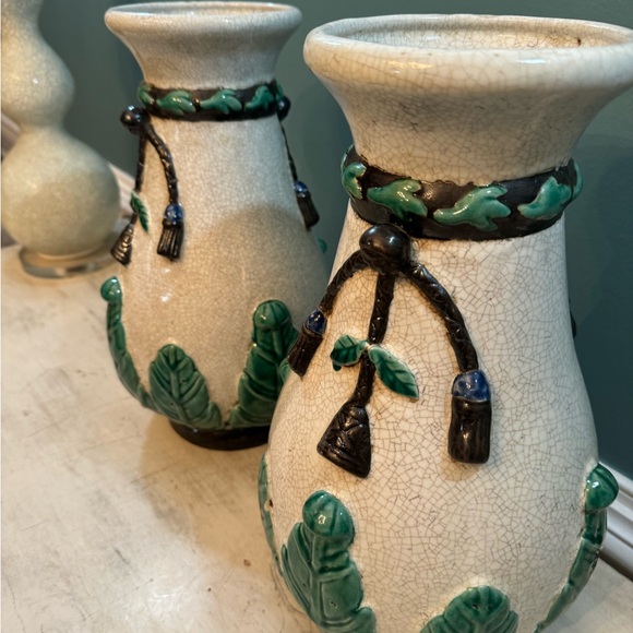 20th century pair of Chinese export crackle majolica signed pair vase - Picture 4 of 8